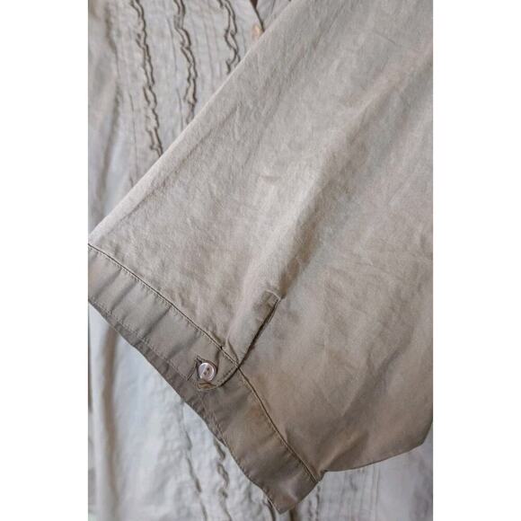 Avenue Womens Sz 30/32 Ruffle Front V-Neck Button Down 100% Cotton - Picture 4 of 12